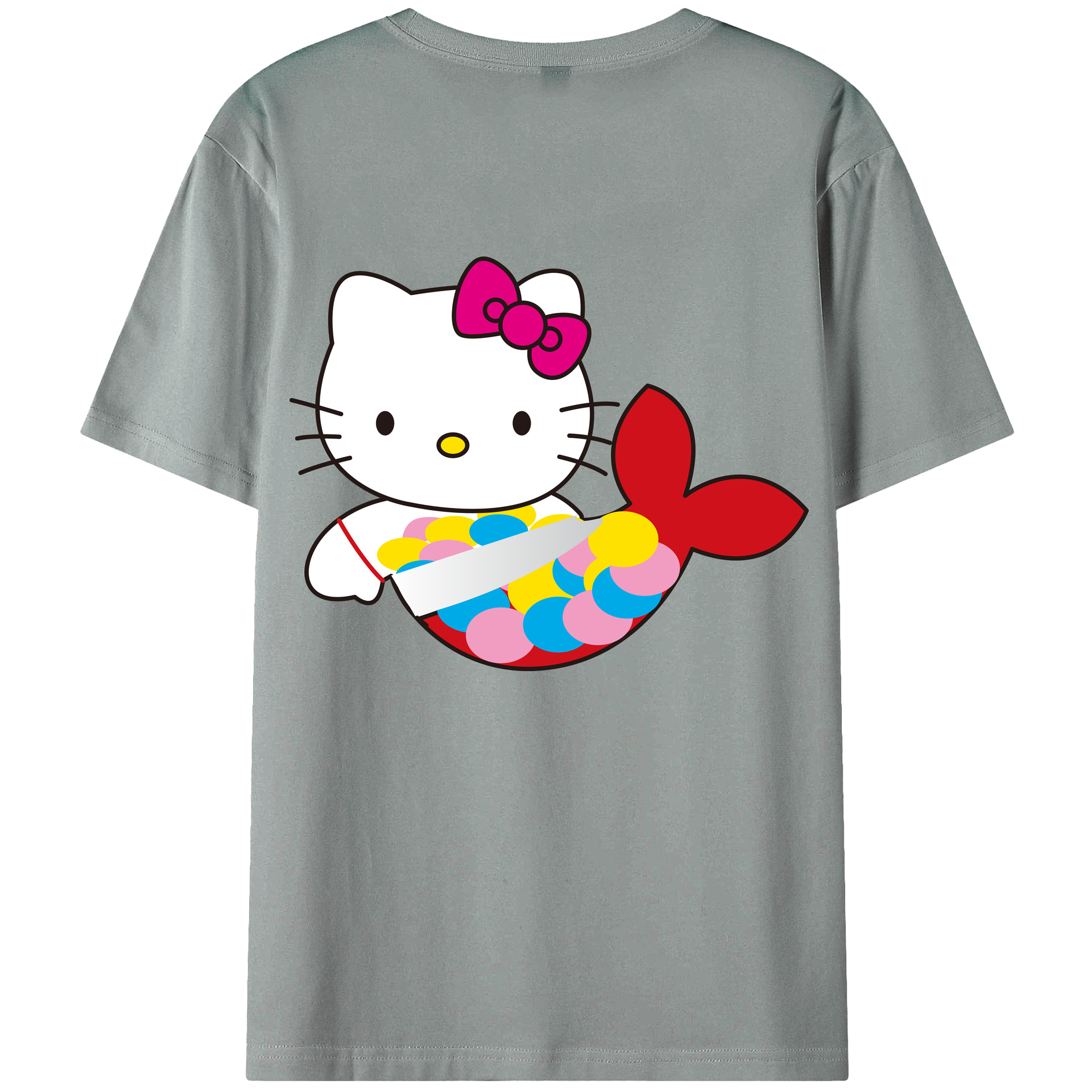 （画像用） Hello Kitty ハローキティ 綿100％ メンズ半袖Tシャツ（バックプリント） 通気性